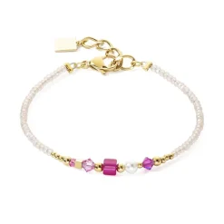 Bracelet Femme COEUR DE LION SQUARE STRIPES OR-MAGENTA Acier Doré