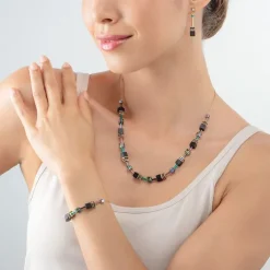 Bracelet Femme COEUR DE LION GEOCUBE® ICONIC NATURE CHAIN NOIR MULTICOLORE Acier Doré