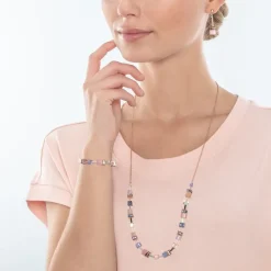 Bracelet Femme COEUR DE LION GEOCUBE® ICONIC CHAIN BLEU CLAIR ROSE Acier Doré Rose