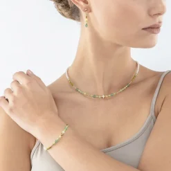 Bracelet Femme COEUR DE LION PRINCESS SPHERES VERT Acier Doré