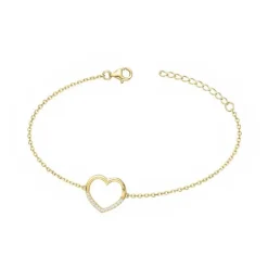 Bracelet femme coeur EDORA PLAQUE OR et oxydes