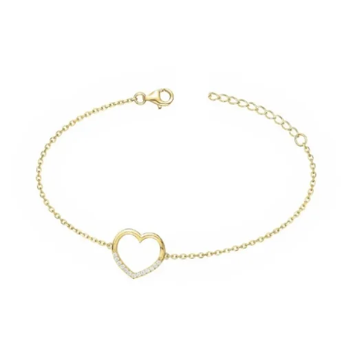 Bracelet femme coeur EDORA PLAQUE OR et oxydes