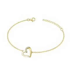 Bracelet femme coeur EDORA PLAQUE OR et oxydes