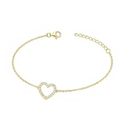 Bracelet femme coeur EDORA PLAQUE OR et oxydes