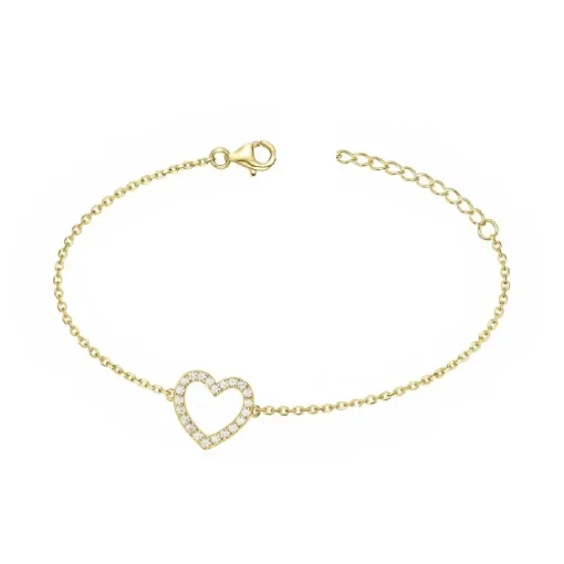 Bracelet femme coeur EDORA PLAQUE OR et oxydes