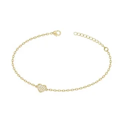 Bracelet femme coeur EDORA PLAQUE OR et oxydes