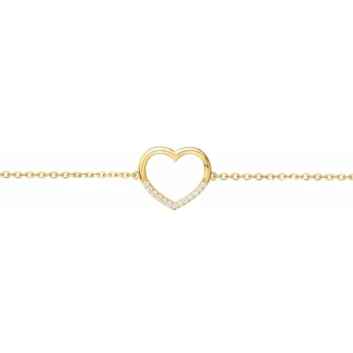 Bracelet femme coeur EDORA PLAQUE OR et oxydes