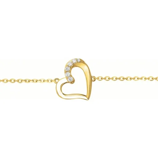 Bracelet femme coeur EDORA PLAQUE OR et oxydes
