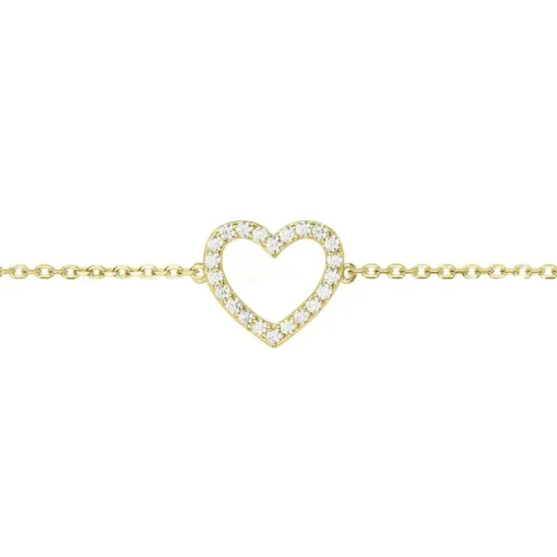 Bracelet femme coeur EDORA PLAQUE OR et oxydes