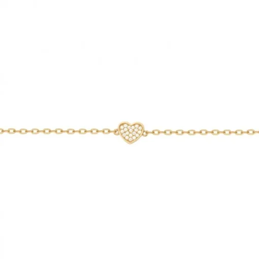 Bracelet femme coeur EDORA PLAQUE OR et oxydes