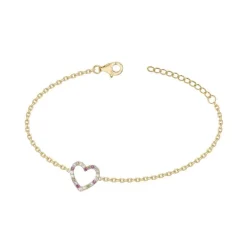 Bracelet Femme Coeur Multi Couleurs EDORA PLAQUE OR et Oxydes EDO66300080