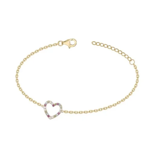 Bracelet Femme Coeur Multi Couleurs EDORA PLAQUE OR et Oxydes EDO66300080
