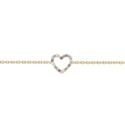 Bracelet Femme Coeur Multi Couleurs EDORA PLAQUE OR et Oxydes EDO66300080