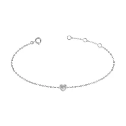 Bracelet Femme Coeur OR 375/1000 Blanc et Diamants