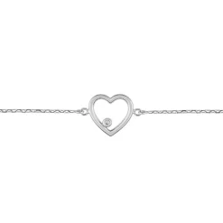 Bracelet Femme Coeur OR 375/1000 Blanc et Diamant