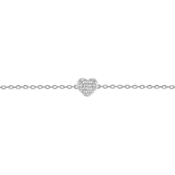 Bracelet Femme Coeur OR 375/1000 Blanc et Diamants
