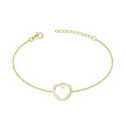 Bracelet Femme Coeur PLAQUE OR Jaune et Oxydes