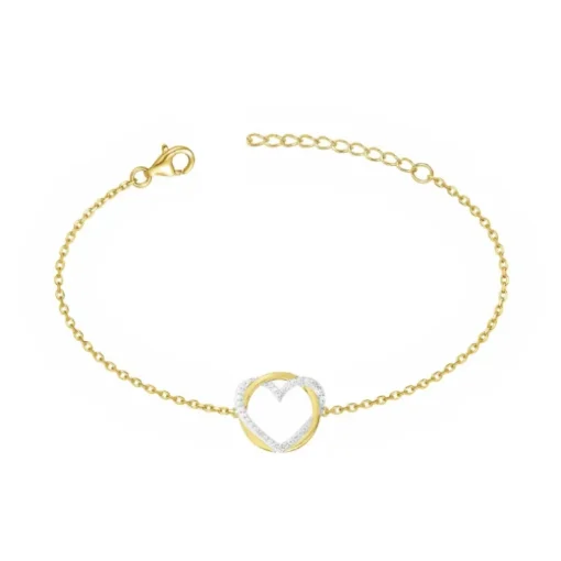 Bracelet Femme Coeur PLAQUE OR Jaune et Oxydes