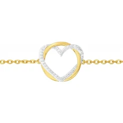 Bracelet Femme Coeur PLAQUE OR Jaune et Oxydes