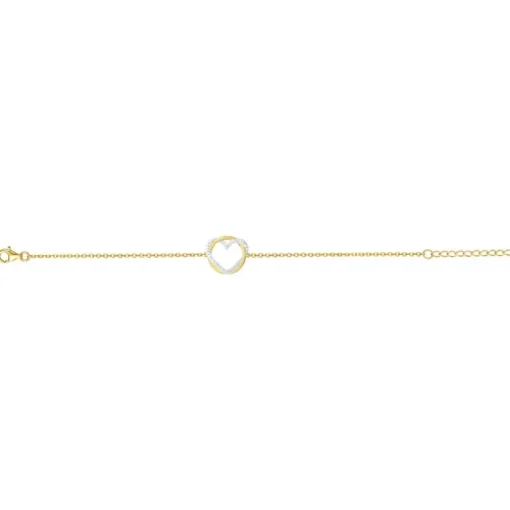 Bracelet Femme Coeur PLAQUE OR Jaune et Oxydes