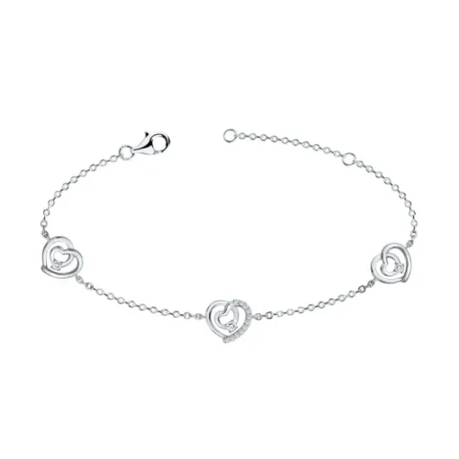 Bracelet Femme Coeurs EDORA ARGENT 925/1000 et oxydes
