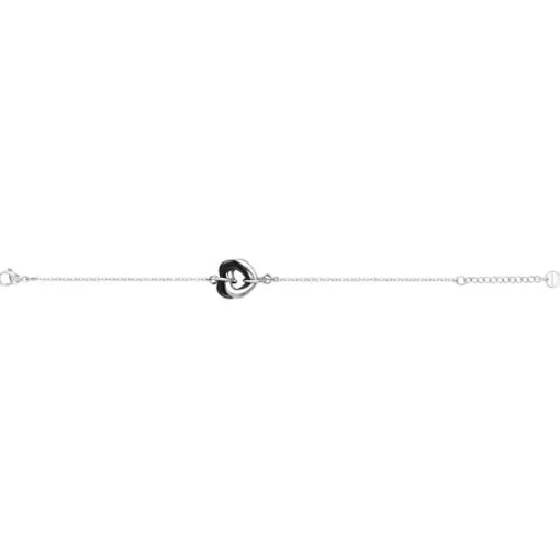 Bracelet Femme Coeurs EDORA Acier et Céramique noire