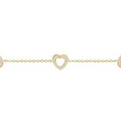 Bracelet femme coeurs empierrés EDORA PLAQUE OR et oxydes