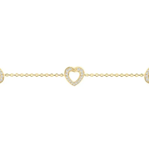 Bracelet femme coeurs empierrés EDORA PLAQUE OR et oxydes