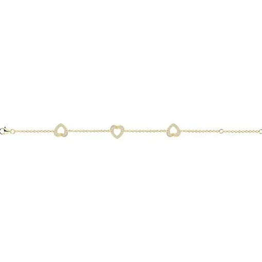 Bracelet femme coeurs empierrés EDORA PLAQUE OR et oxydes