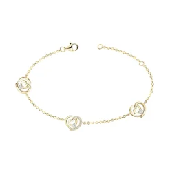 Bracelet Femme Coeurs PLAQUE OR Jaune et Oxydes