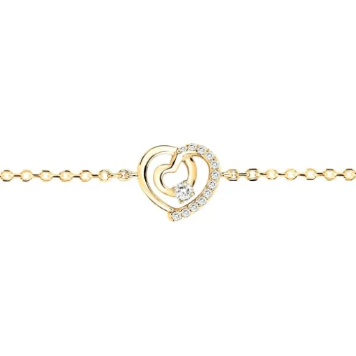 Bracelet Femme Coeurs PLAQUE OR Jaune et Oxydes