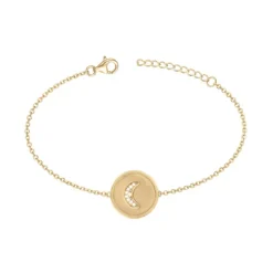 Bracelet Femme croissant de lune PLAQUE OR jaune et Oxydes