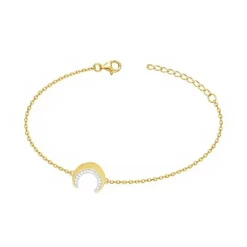 Bracelet femme croissant empierré EDORA PLAQUE OR et oxydes