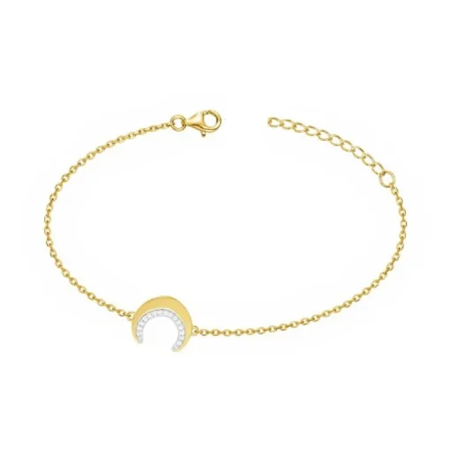 Bracelet femme croissant empierré EDORA PLAQUE OR et oxydes