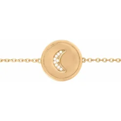 Bracelet Femme croissant de lune PLAQUE OR jaune et Oxydes