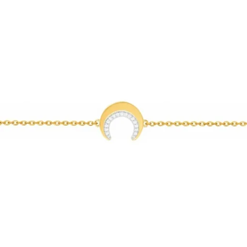 Bracelet femme croissant empierré EDORA PLAQUE OR et oxydes