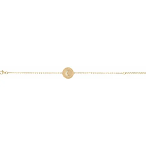 Bracelet Femme croissant de lune PLAQUE OR jaune et Oxydes