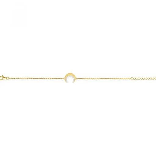 Bracelet femme croissant empierré EDORA PLAQUE OR et oxydes