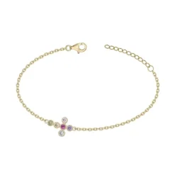 Bracelet Femme Croix Multi Couleurs EDORA PLAQUE OR et Oxydes EDO66300082