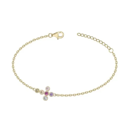 Bracelet Femme Croix Multi Couleurs EDORA PLAQUE OR et Oxydes EDO66300082