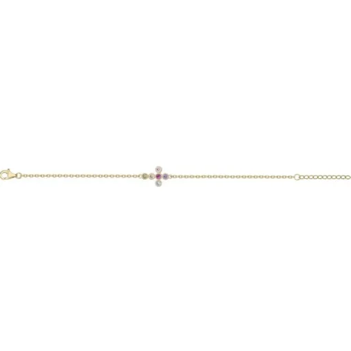 Bracelet Femme Croix Multi Couleurs EDORA PLAQUE OR et Oxydes EDO66300082