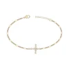 Bracelet Femme Croix PLAQUE OR jaune et Oxydes