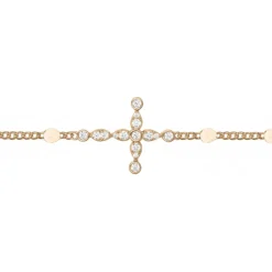 Bracelet Femme Croix PLAQUE OR jaune et Oxydes