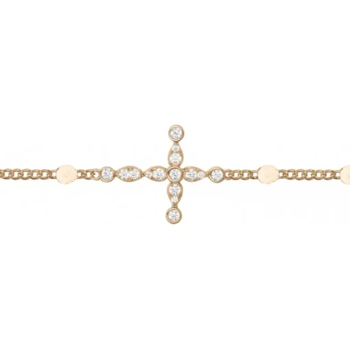 Bracelet Femme Croix PLAQUE OR jaune et Oxydes