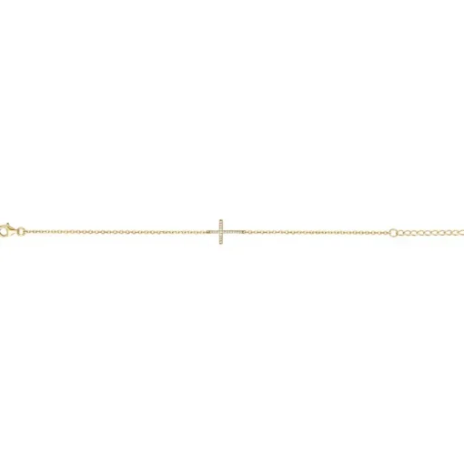 Bracelet Femme Croix PLAQUE OR jaune et Oxydes