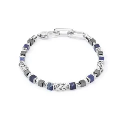Bracelet Femme CŒUR DE LION Acier Argenté Hématite Sodalite