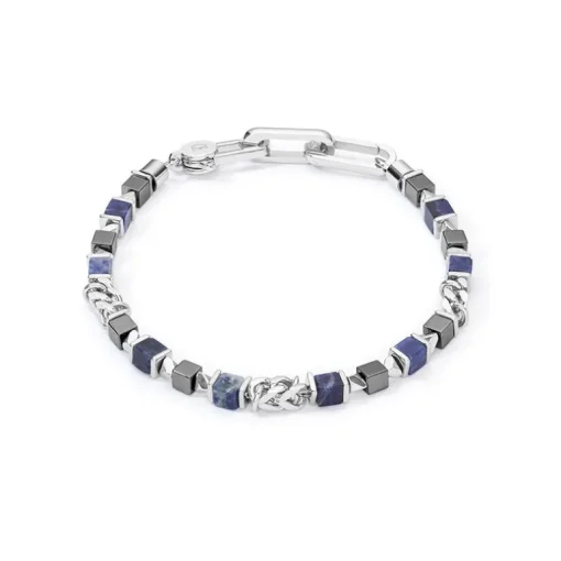 Bracelet Femme CŒUR DE LION Acier Argenté Hématite Sodalite