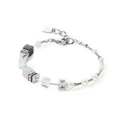 Bracelet Femme CŒUR DE LION GEOCUBE® FUSION PRECIOUS PEARL Acier Argenté Perles d'Eau Douce