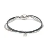 Bracelet Femme Demy FLOWERS FOR ZOE Métal Argenté et Cuir Vernis Bleu