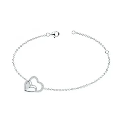 Bracelet Femme double coeurs EDORA ARGENT 925/1000 et Oxydes